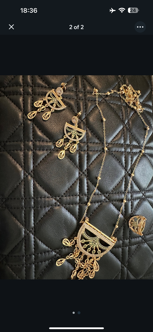 Gold Plated Crystal Stone Jewelry set